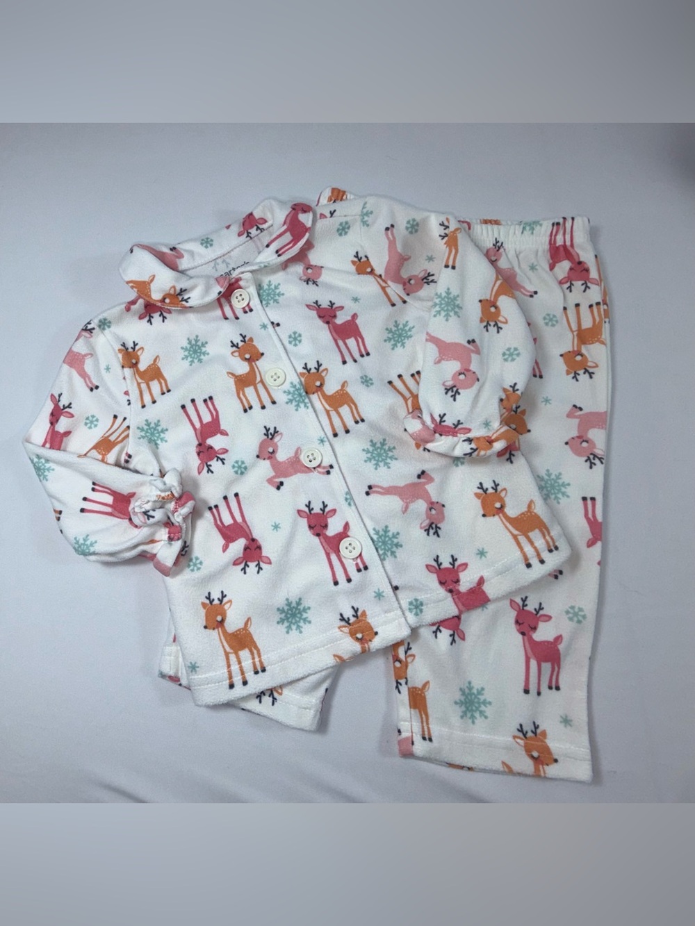 Carter’s 12M Toddler Girl’s 2-Piece Reindeer Matching Coat Pajama Set